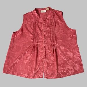 Victoria's Secret Vintage Gold Label Pink Damask Sleeveless Floral Blouse